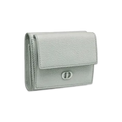 Dior Three Fold Wallets CD Icon Grained Calfskin "Gray"
