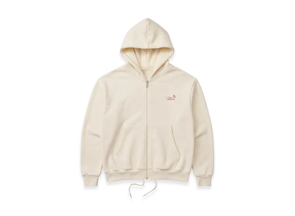 FEELS. Premium Weight Zip Up Hoodie "Cream"