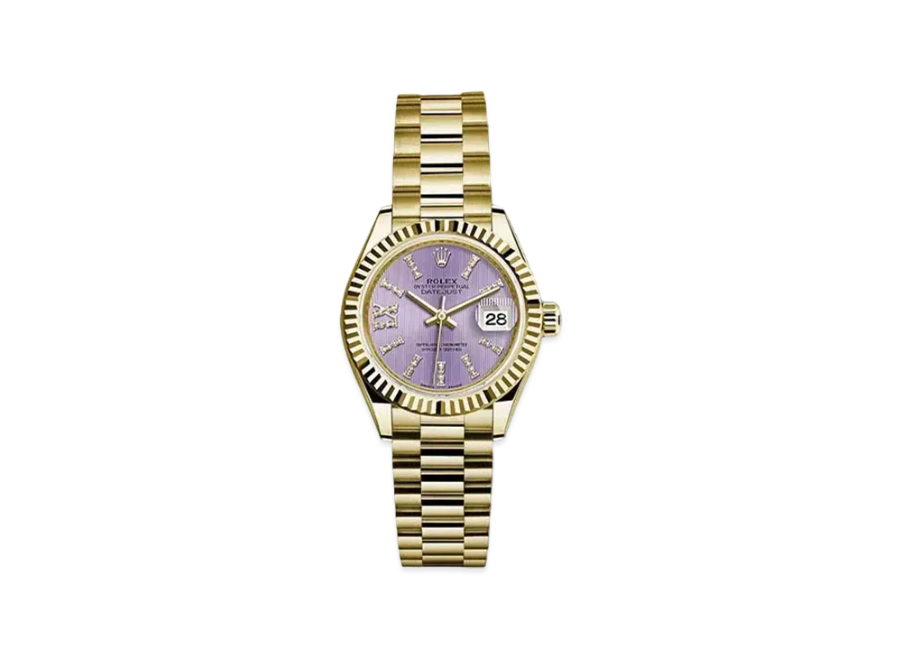 ROLEX Date-Just 28 Lilac Stripe Dial 10P Diamonds 279178G