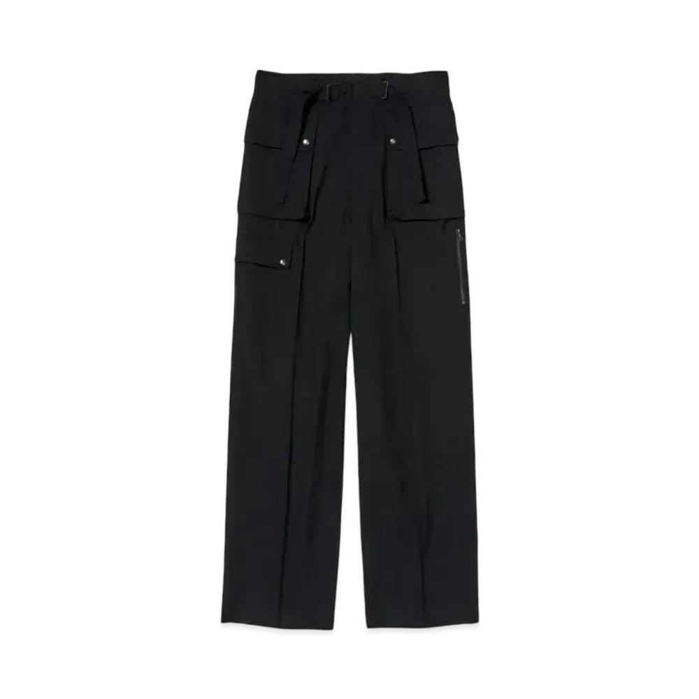 AURALEE Wool Herringbone Cargo Pants "Black"