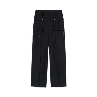AURALEE Wool Herringbone Cargo Pants "Black"
