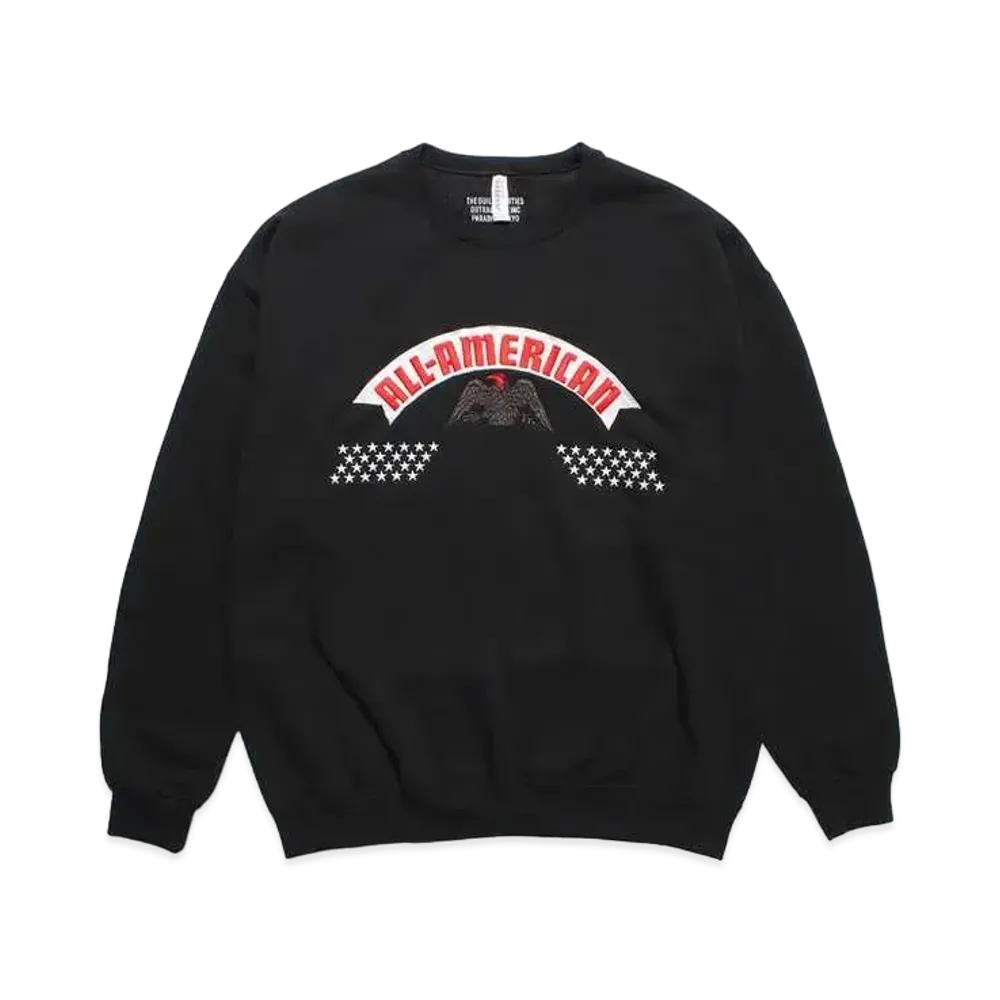 WACKO MARIA Crew Neck Sweat Shirt "Black"