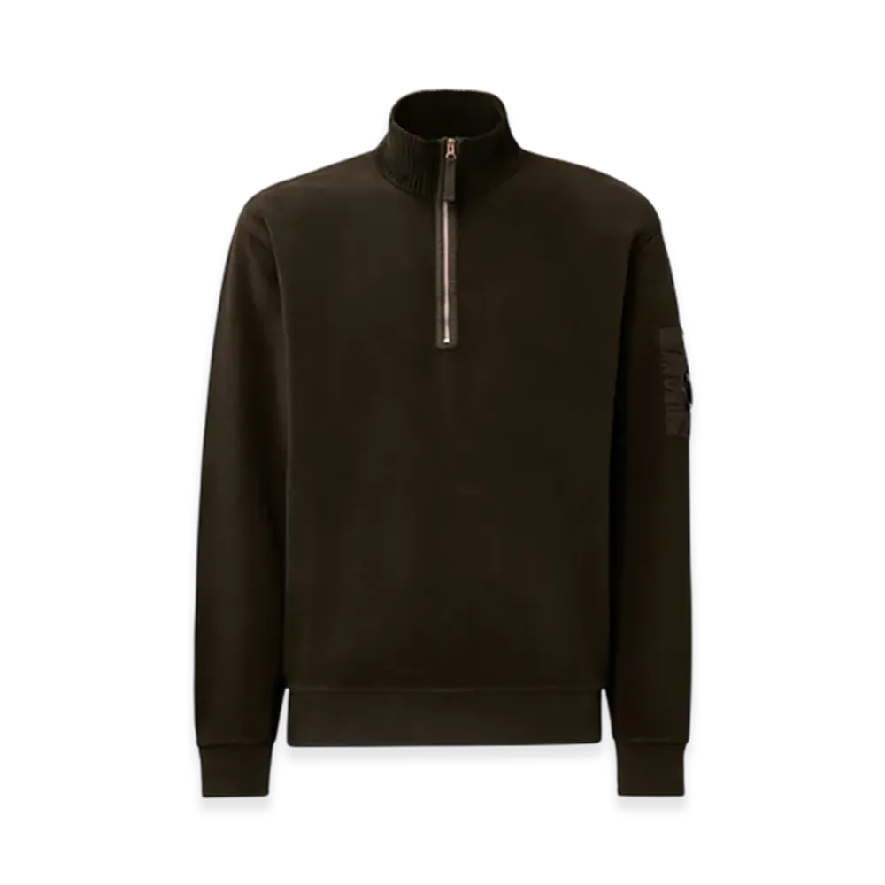 C.P. Company Brushed Emerized Diagonal Fleece Half Zip Lens Sweatshirt "Dark Shadow Grey"