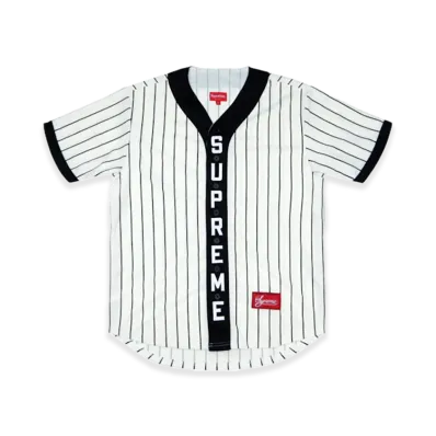 Supreme Vertical Logo Baseball Jersey "White/Black"
