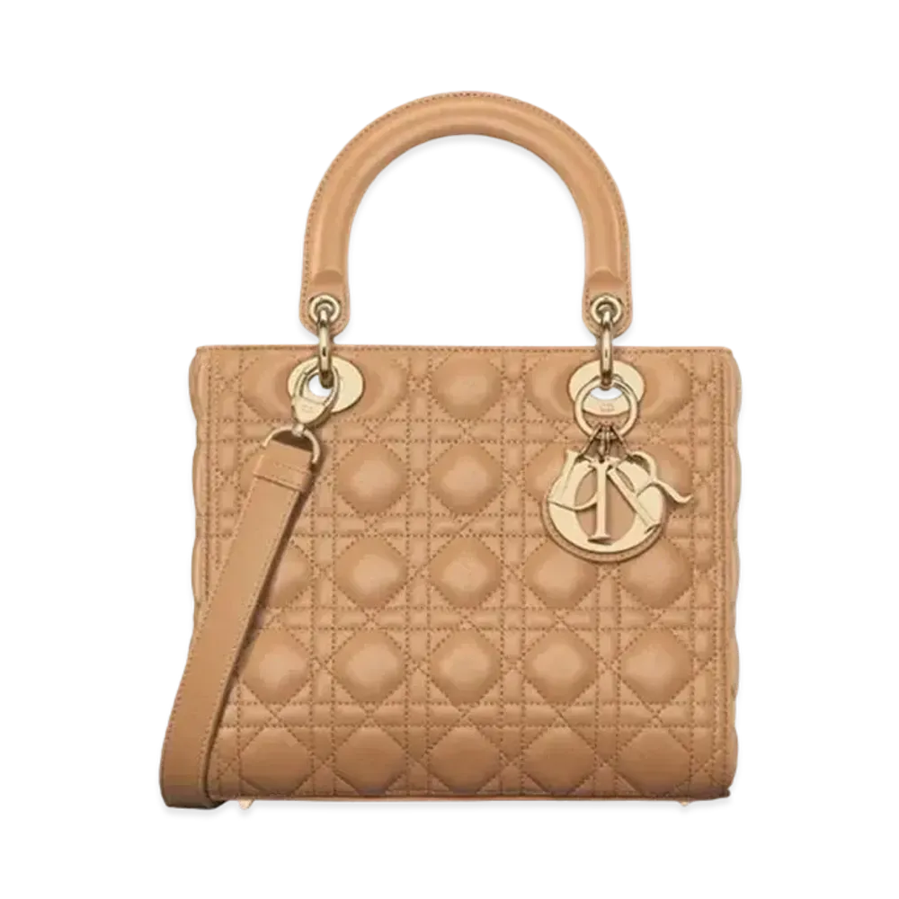 Dior Medium Lady Bag Cannage Lambskin "Tan"