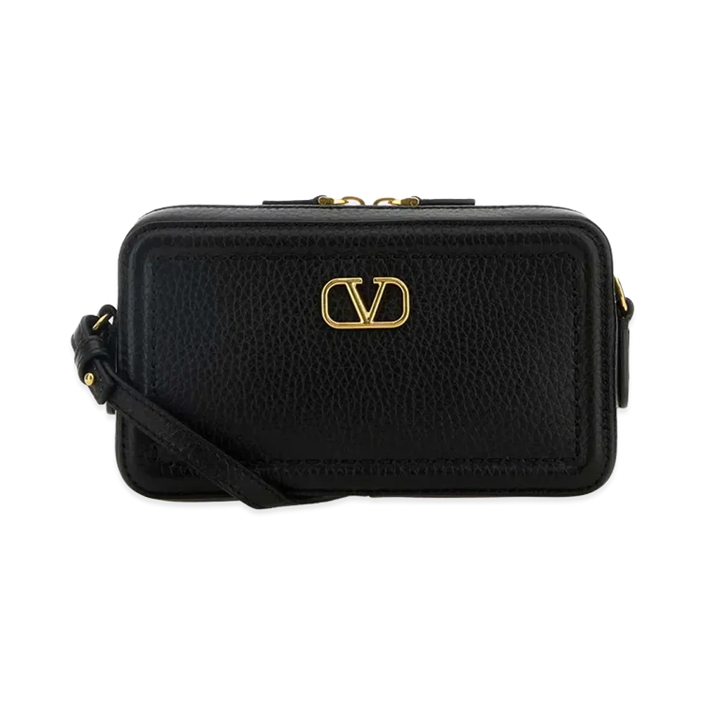 Valentino Women's Leather Vlogo Crossbody Bag "Black"