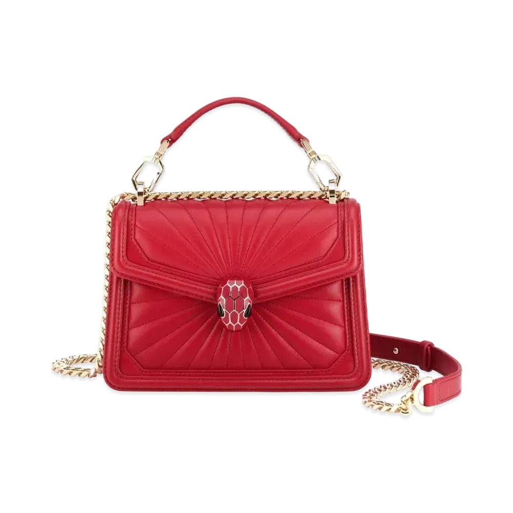 BVLGARI Serpenti Diamond Blast Shoulder Bag "Red"
