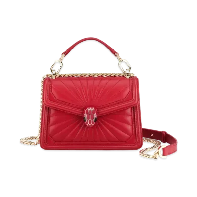 BVLGARI Serpenti Diamond Blast Shoulder Bag "Red"