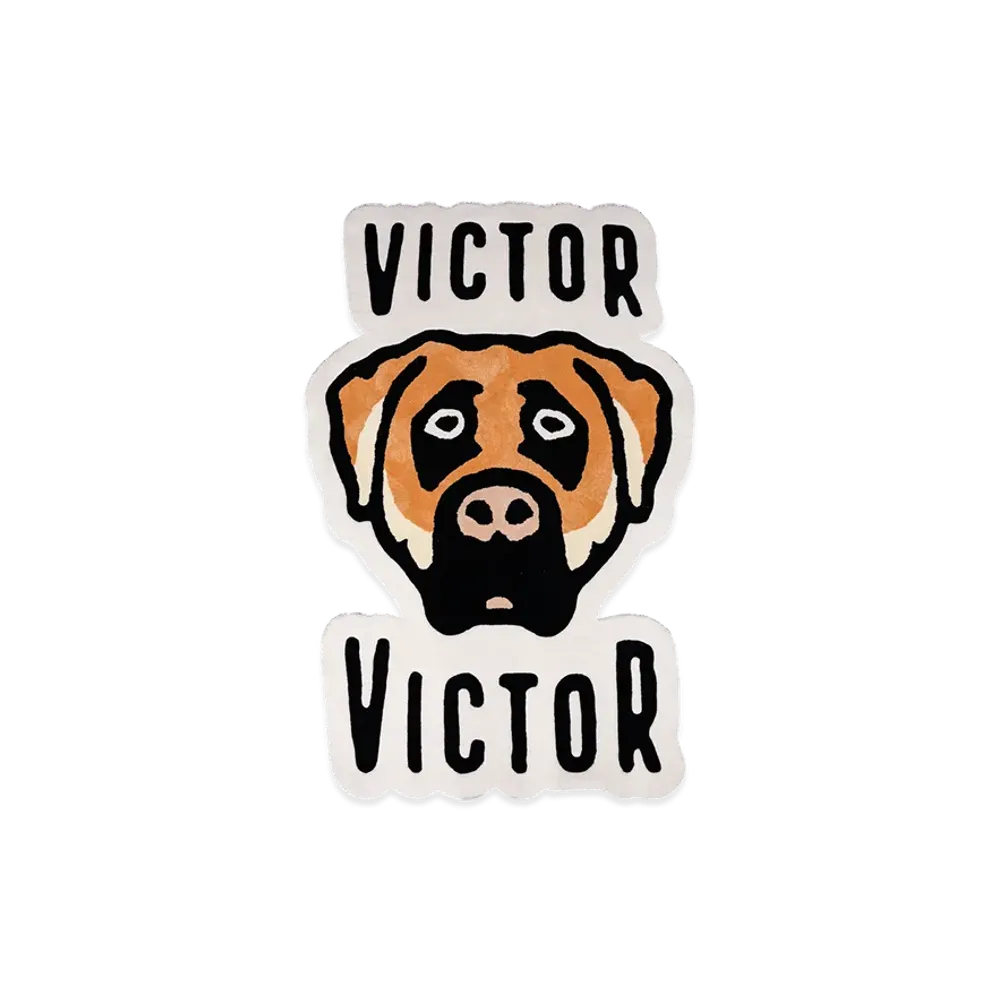 Victor Victor Worldwide Dog Logo Area Rug "White"
