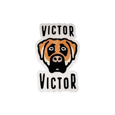 Victor Victor Worldwide Dog Logo Area Rug "White"