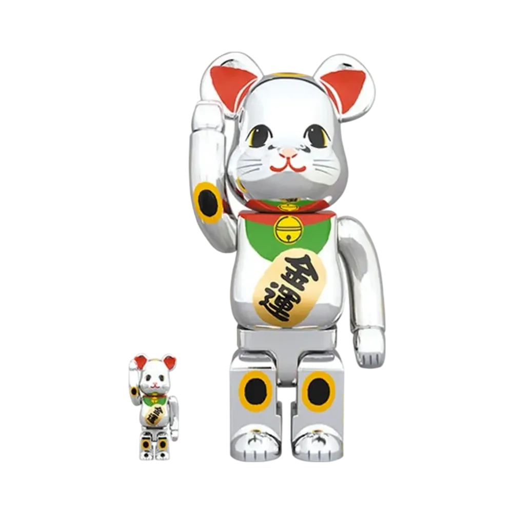 Bearbrick Maneki Neko Silver Plating 100% & 400%