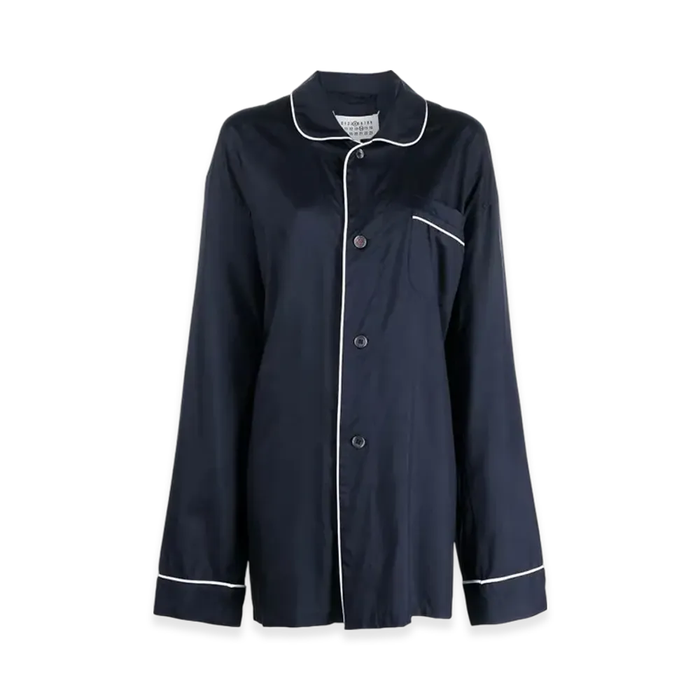 Maison Margiela Men's Silk Poplin Shirt "Navy"