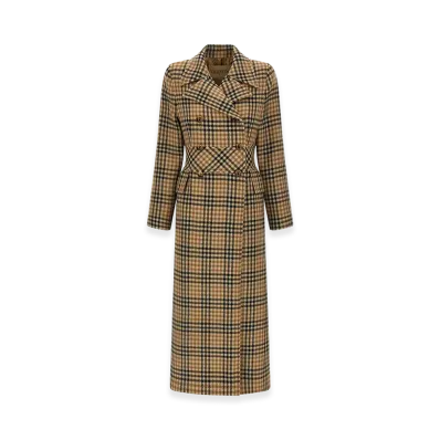Valentino Garavani Women's Houndstooth Wool Coat "Brown"