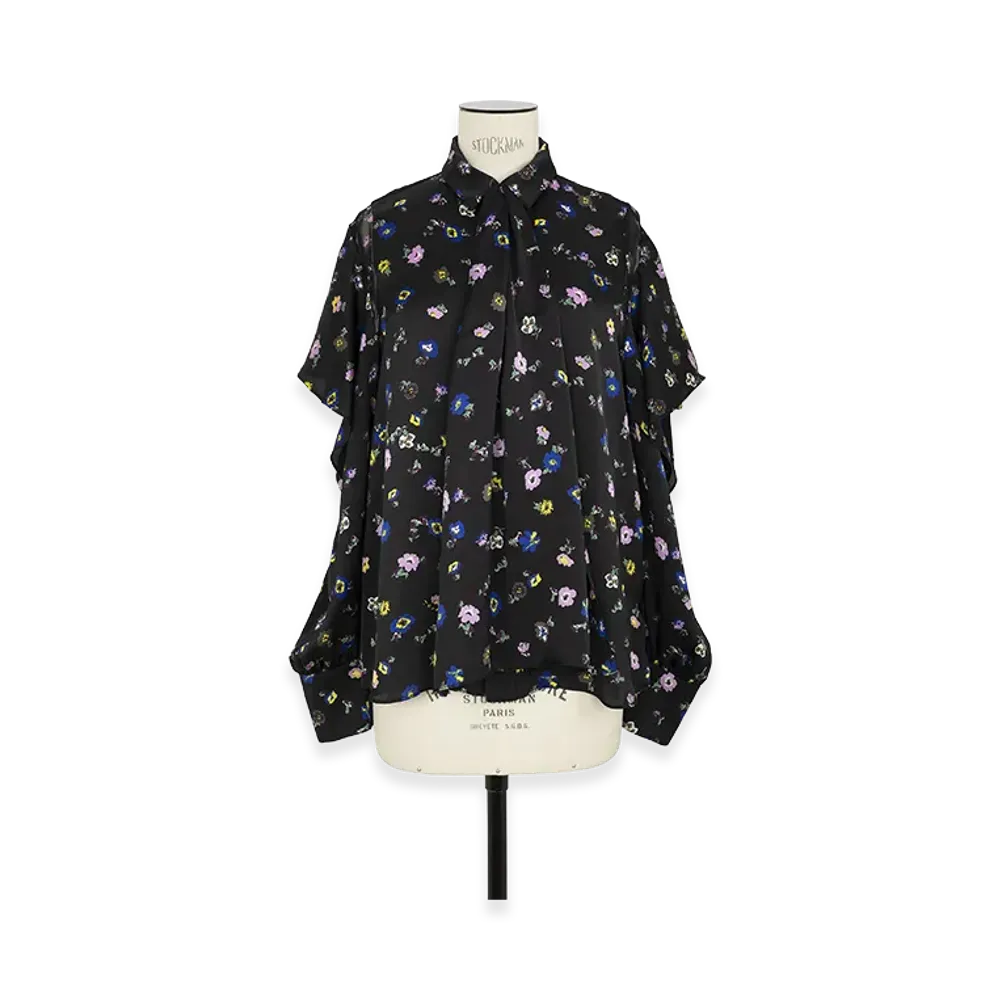 sacai Floral Print Blouse "Black"