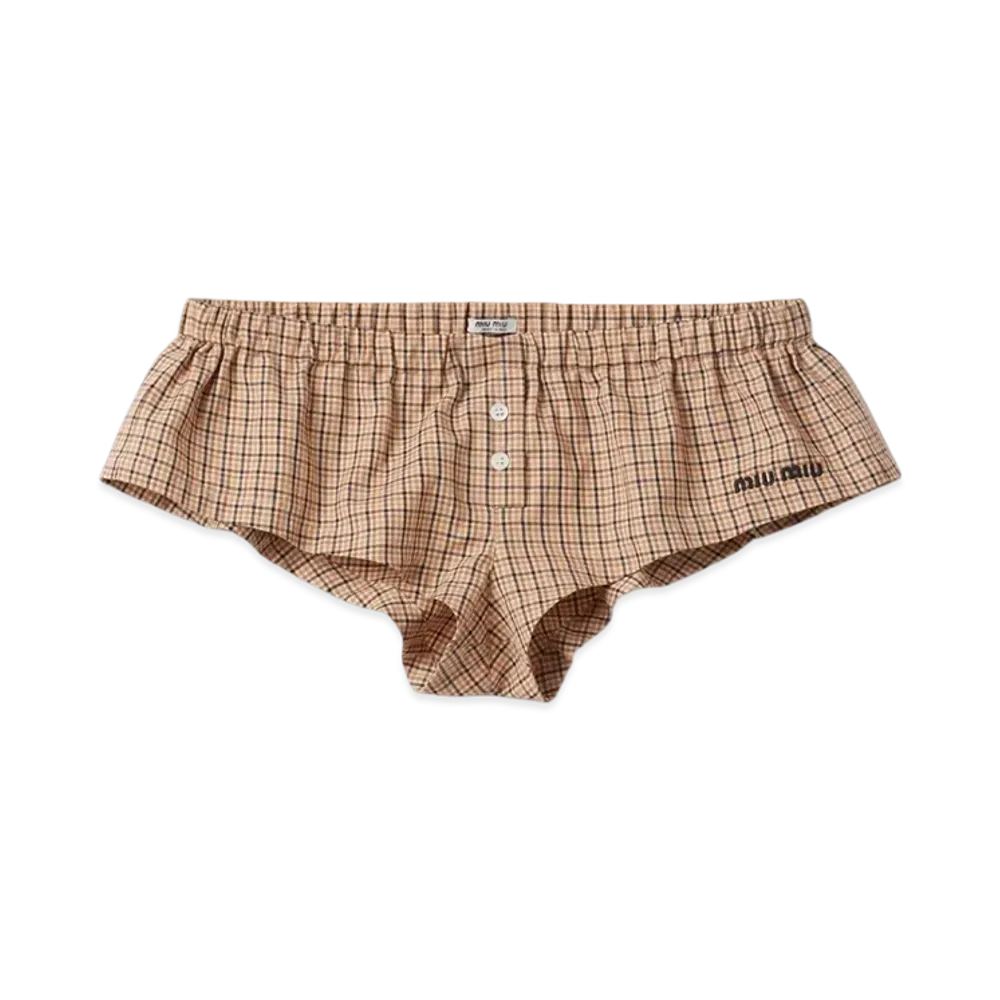 MIU MIU Women's Checked Boxer Shorts "Cord"