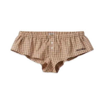 MIU MIU Women's Checked Boxer Shorts "Cord"