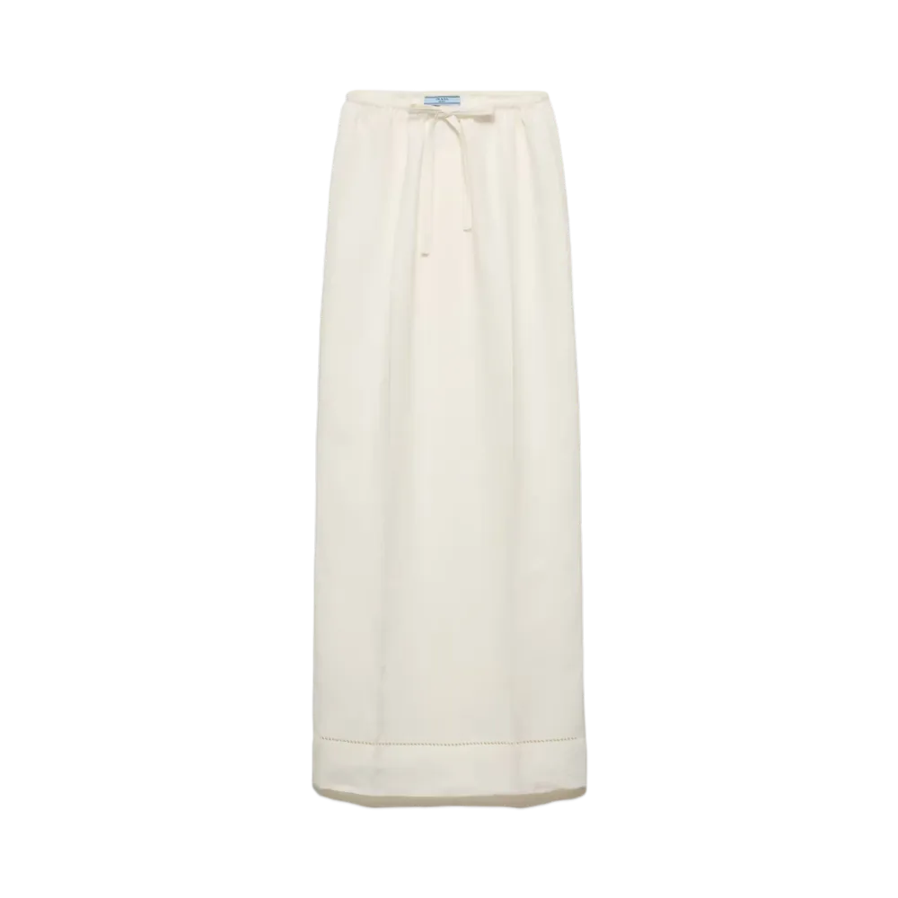 PRADA Women's Embroidered Linen Maxi-Skirt "Ivory"