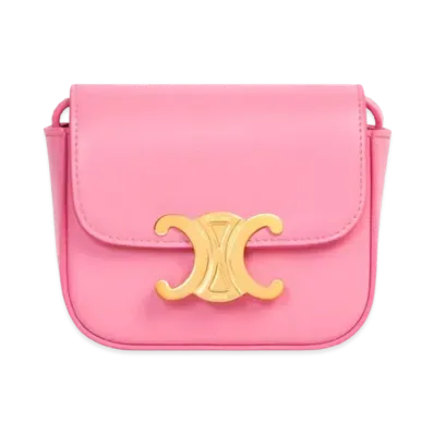 CELINE Mini Triomphe in Shiny Calfskin "Flamingo"