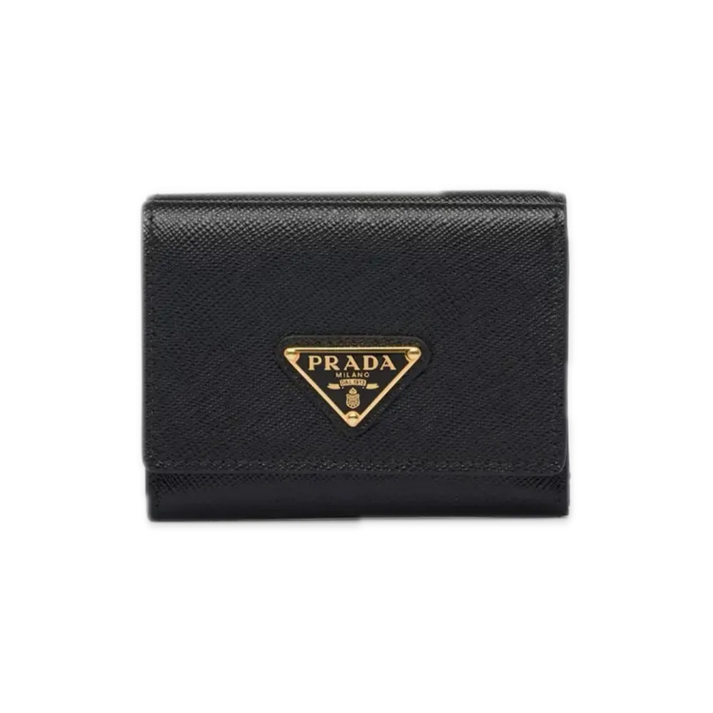 PRADA Saffiano Triangle Wallet "Black"