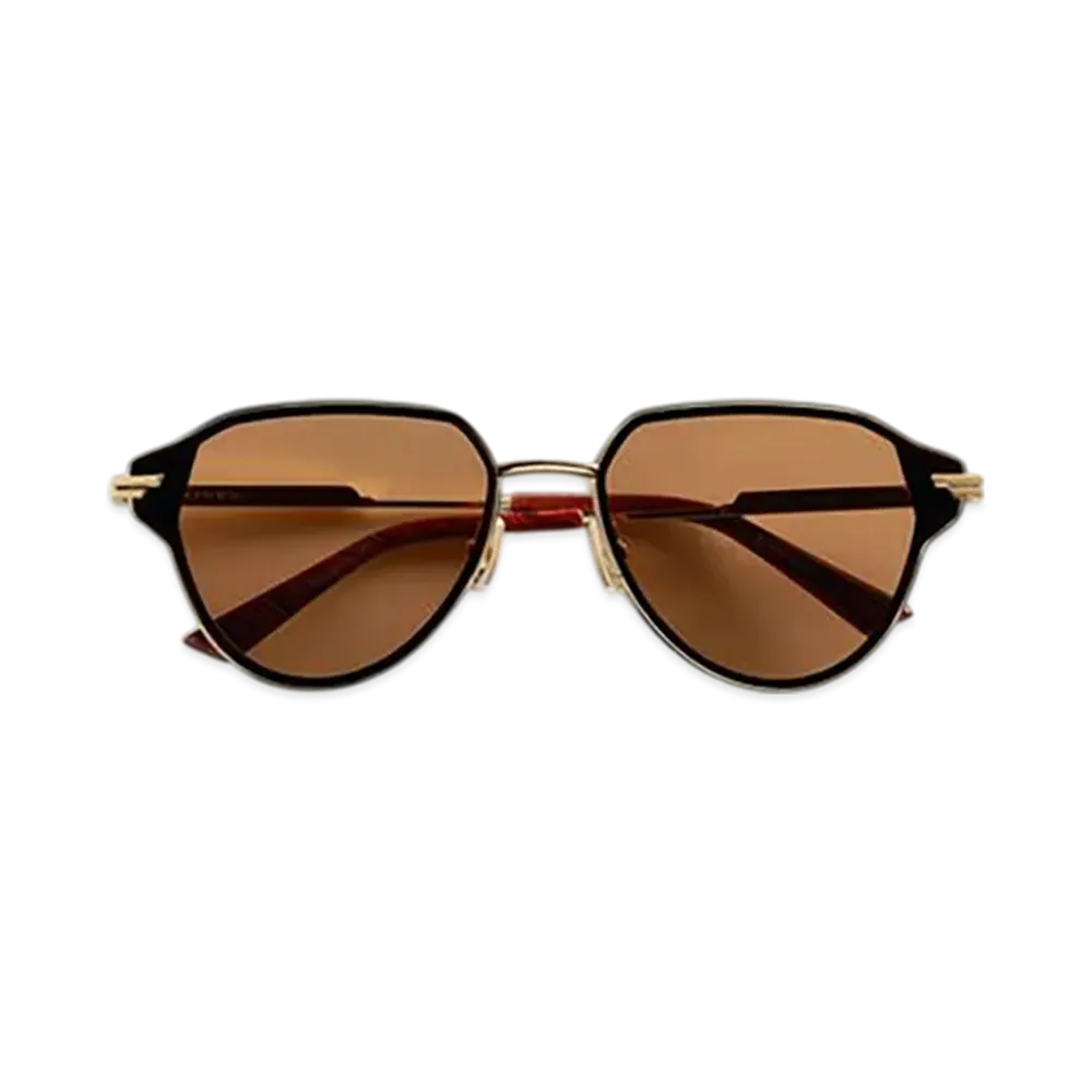 Bottega Veneta Glaze Metal Aviator Sunglasses "Gold/Brown"