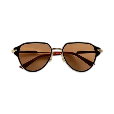 Bottega Veneta Glaze Metal Aviator Sunglasses "Gold/Brown"