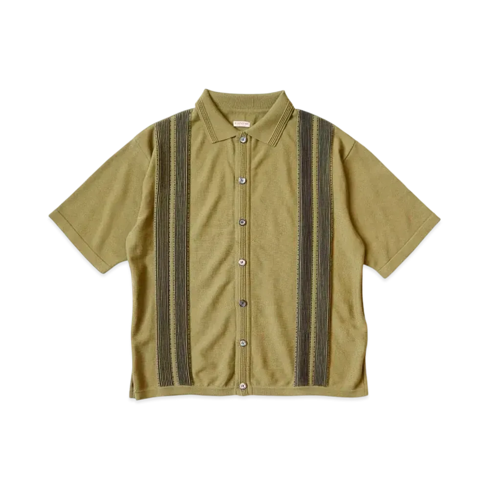 KAPITAL 14G Cotton Knit Tennessee Aloha Shirt "Olive Khaki"