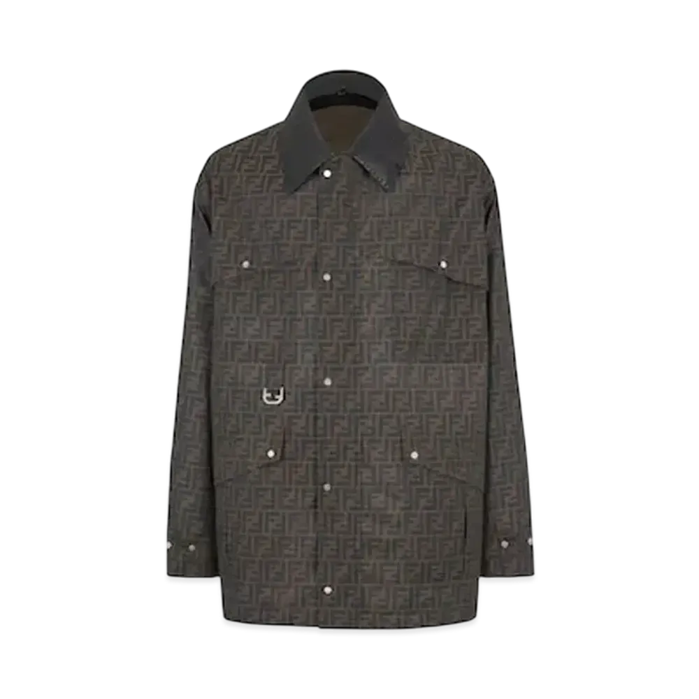 FENDI Men's Blouson Waxed FF Jacquard "Brown"