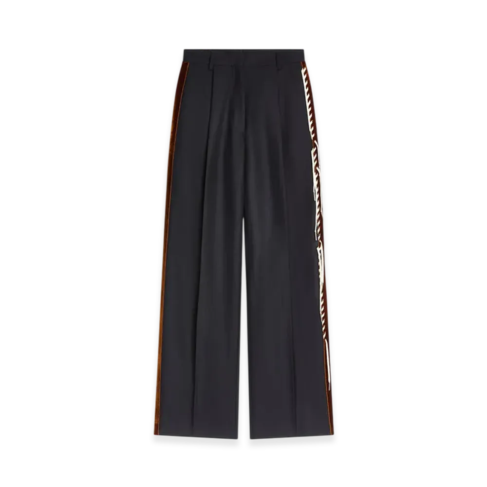 DRIES VAN NOTEN Women's Embellished Tuxedo Pants "Navy"