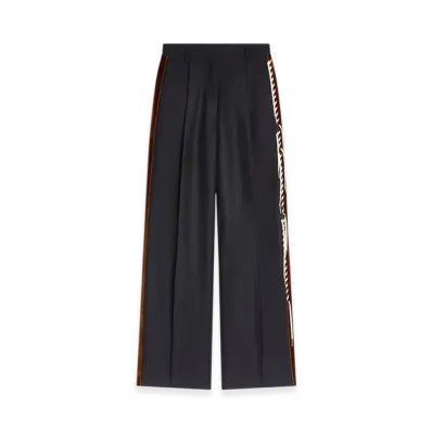 DRIES VAN NOTEN Women's Embellished Tuxedo Pants "Navy"