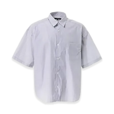 COMME des GARCONS HOMME Cotton Stripe Half Sleeve Shirt "White/Navy"