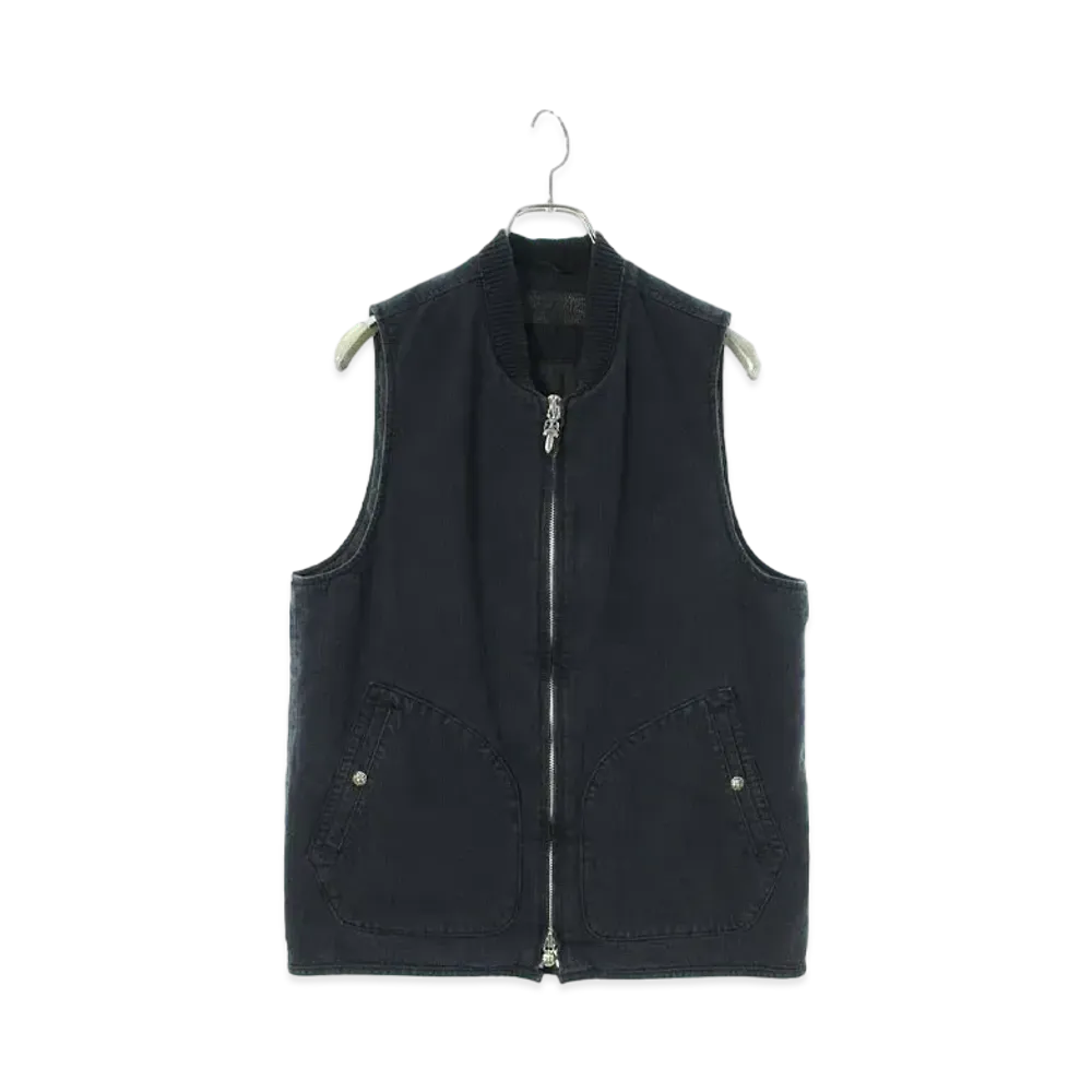 Chrome Hearts Double Zip Cotton Work Vest "Black"