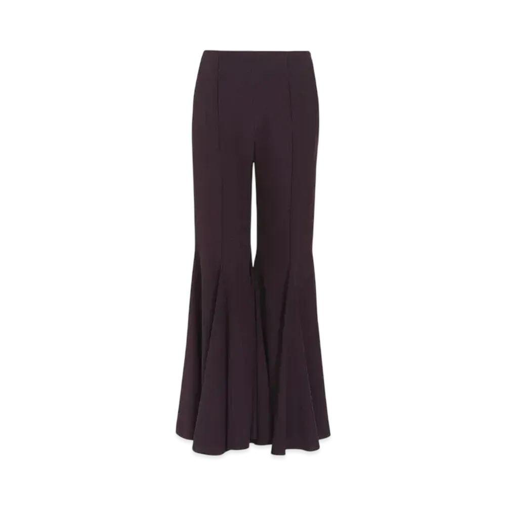 Chloe Cropped Bootcut Pants In Crepe Satin "Deep Purple"