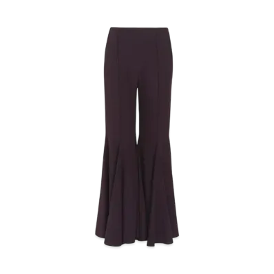 Chloe Cropped Bootcut Pants In Crepe Satin "Deep Purple"