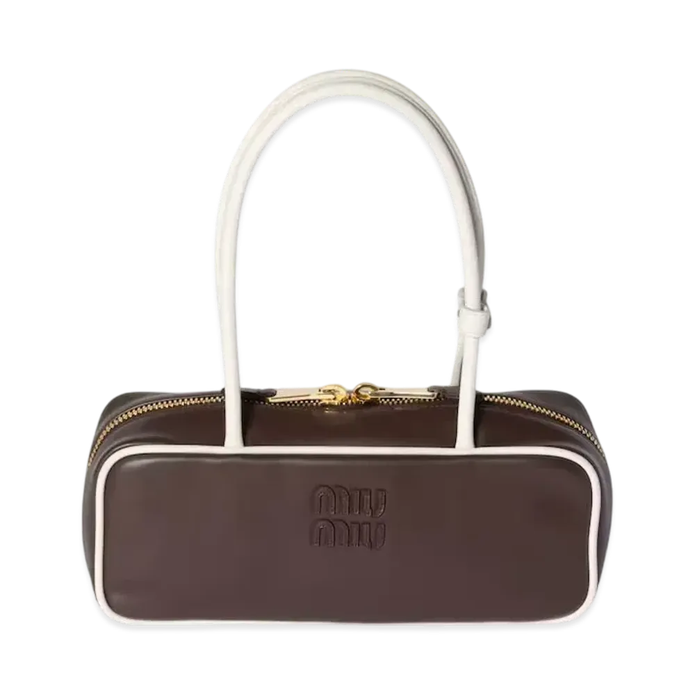 MIUMIU Beau Leather Bag "Brown/White"