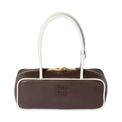 MIUMIU Beau Leather Bag "Brown/White"