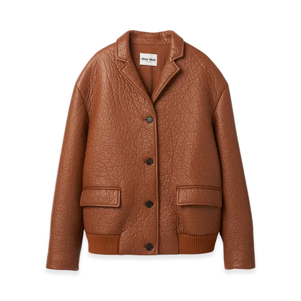 MIU MIU Women's Nappa Leather Jacket "Cognac"
