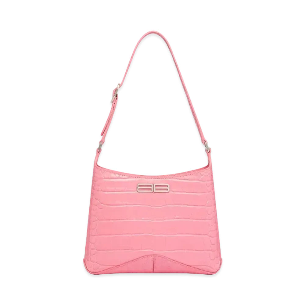 BALENCIAGA XX Small Hobo Bag Crocodile Press "Pink"