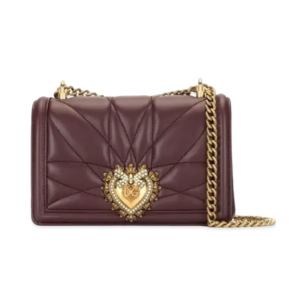 Dolce&Gabbana Devotion Crossbody Bag Small Matrasse Nappa Leather "Bordeaux"