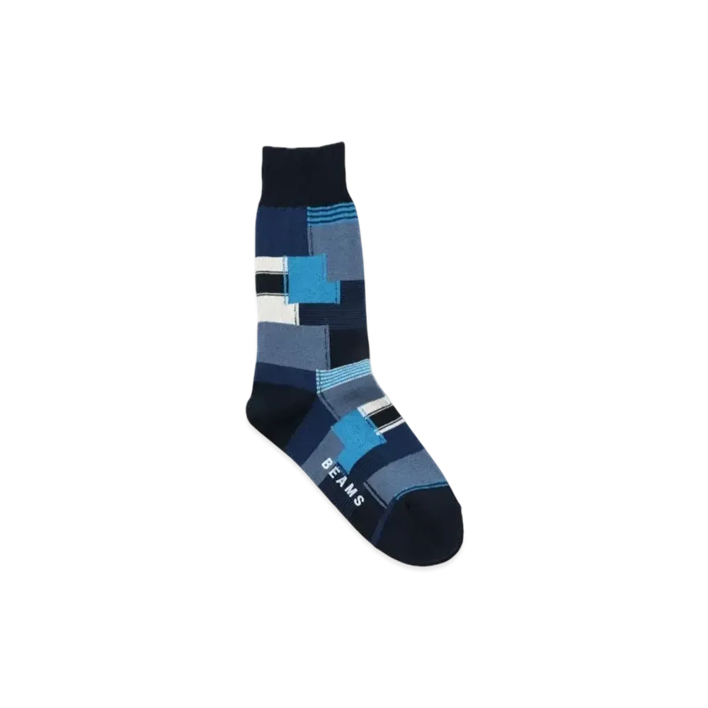 BEAMS Patchwork Socks "Navy"