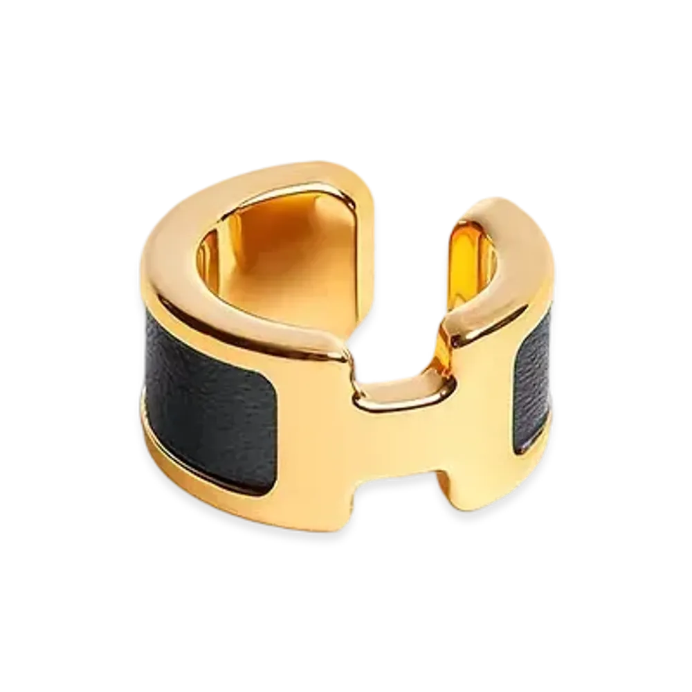 Hermes Olympe Ear Cuff Small Model "Noir/Gold"