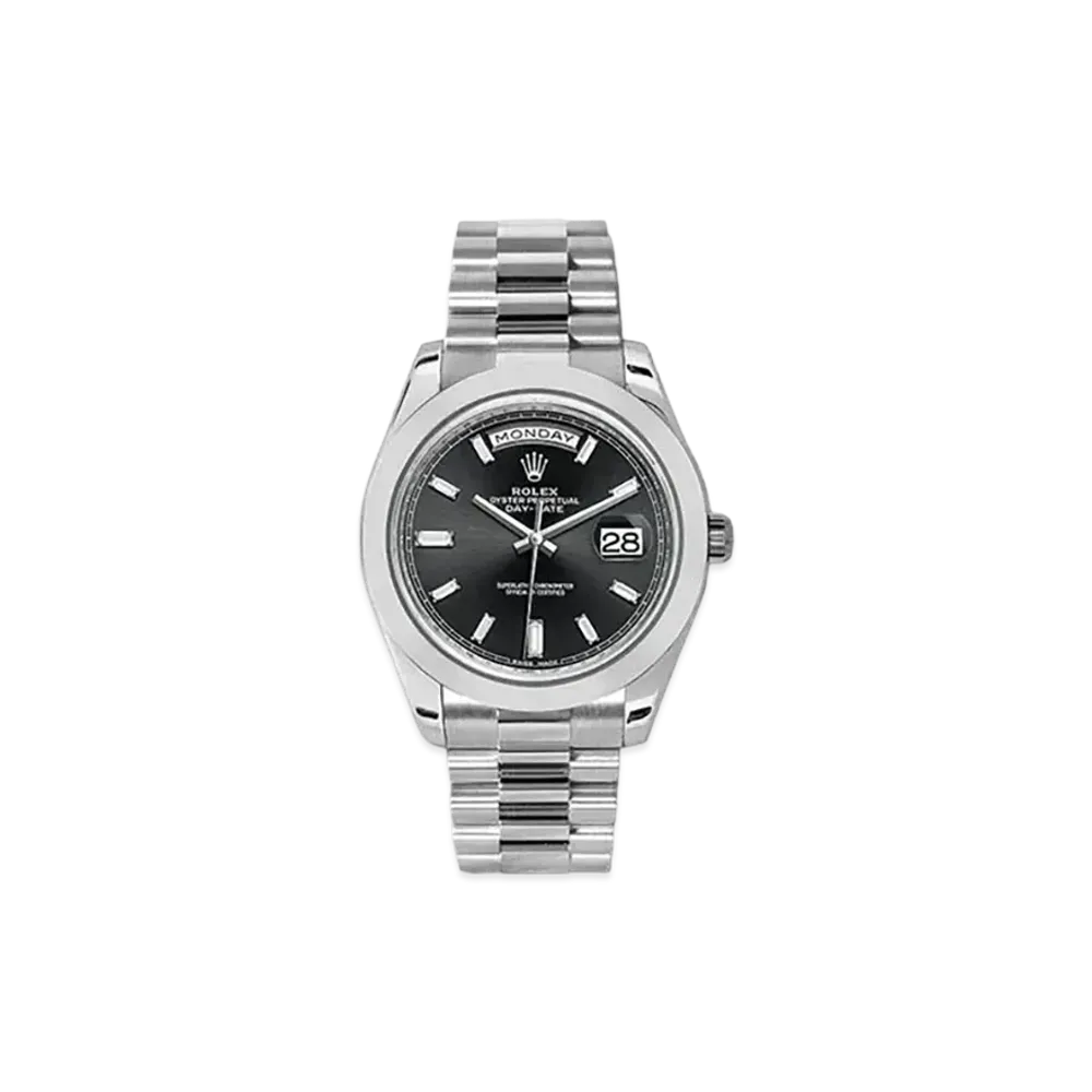 ROLEX Day-Date 40 Black Dial 10P Diamonds 228206A