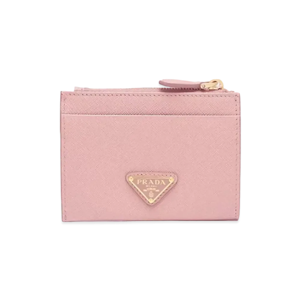 PRADA Saffiano Leather Card Holder "Alabaster Pink"