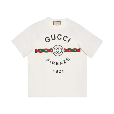 GUCCI Cotton Jersey Gucci Firenze 1921 T-Shirt "White"