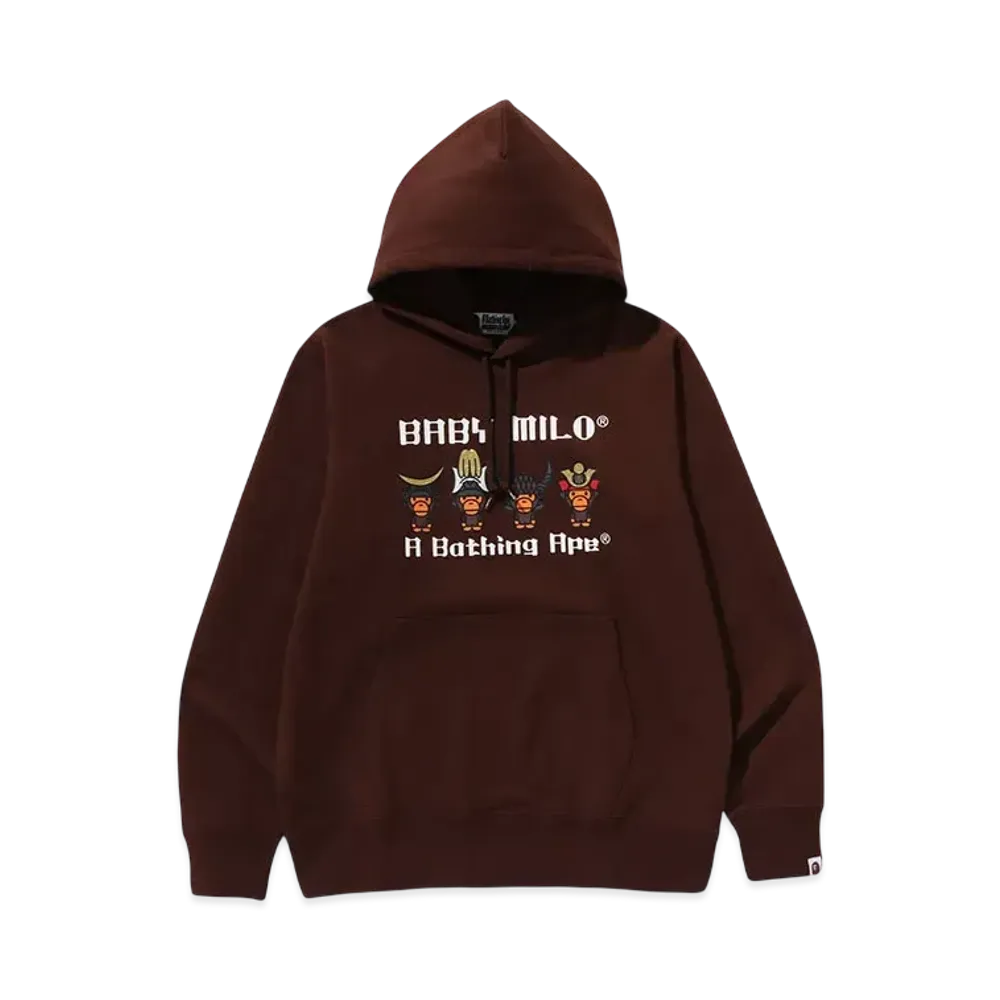 A BATHING APE Kyoto Baby Milo Samurai Pullover Hoodie "Brown"