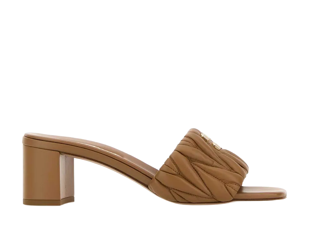 MIU MIU Women's Nappa Leather Mules "Camel"