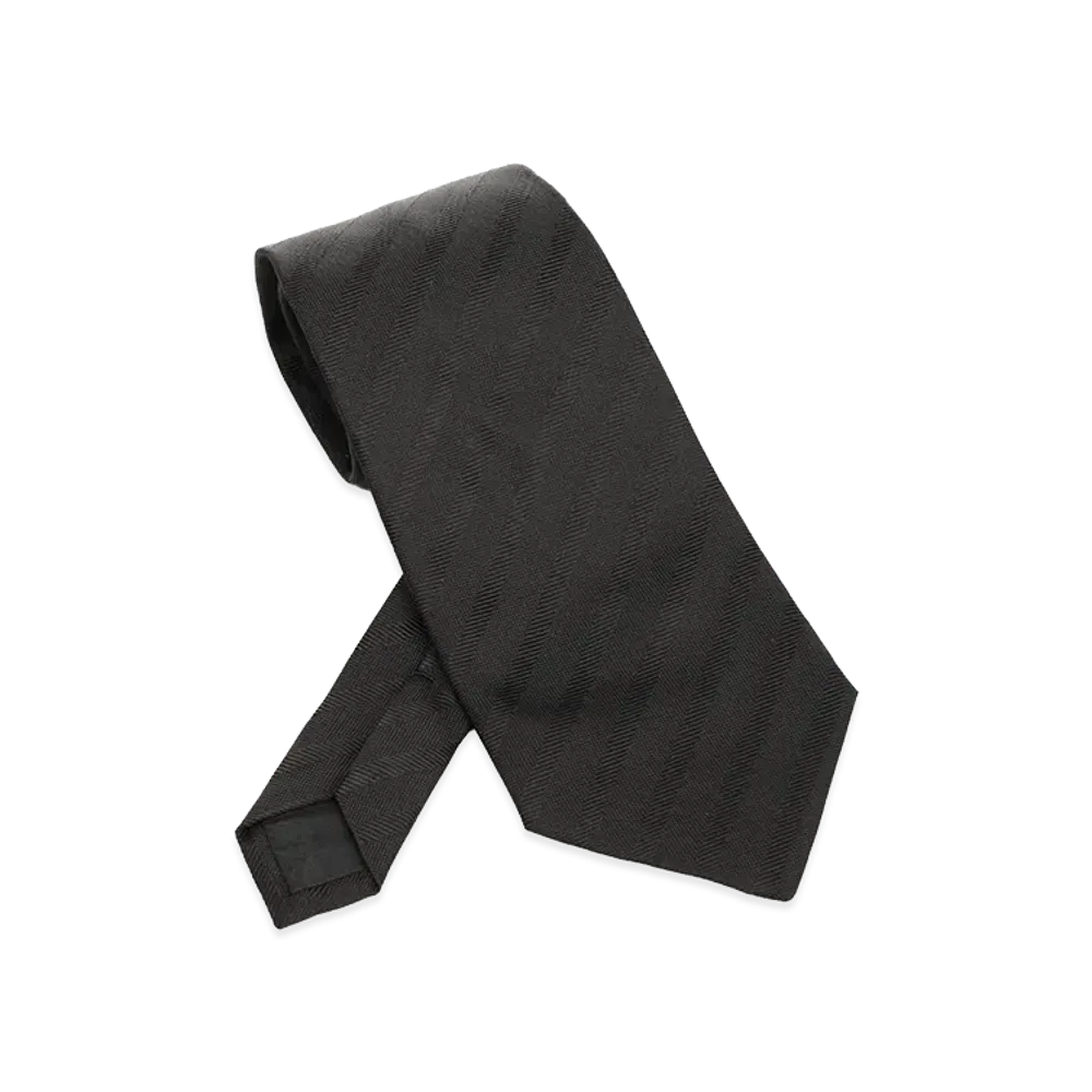 Saint Laurent Striped Silk Jacquard Tie "Black"