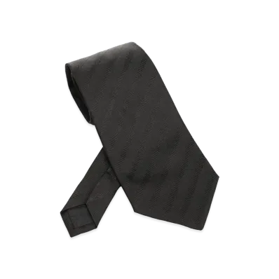 Saint Laurent Striped Silk Jacquard Tie "Black"