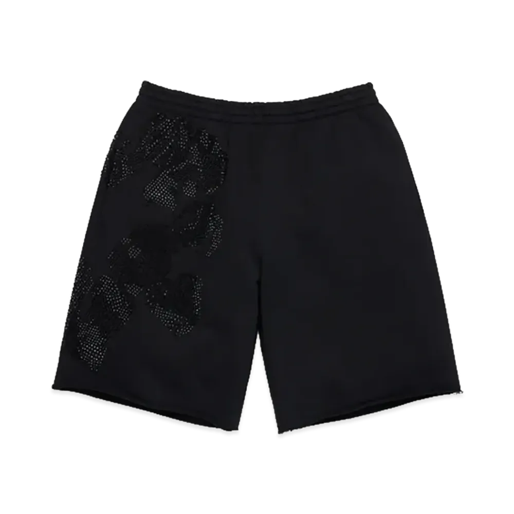 DENIM TEARS Biggie Rhinestone Cotton Wreath Sweatshort "Black"