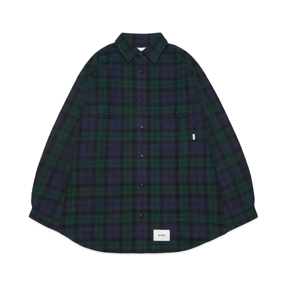 WTAPS WCPO 02 / LS / Cotton. Flannel. Textile "Green"