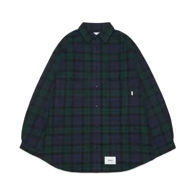 WTAPS WCPO 02 / LS / Cotton. Flannel. Textile "Green"